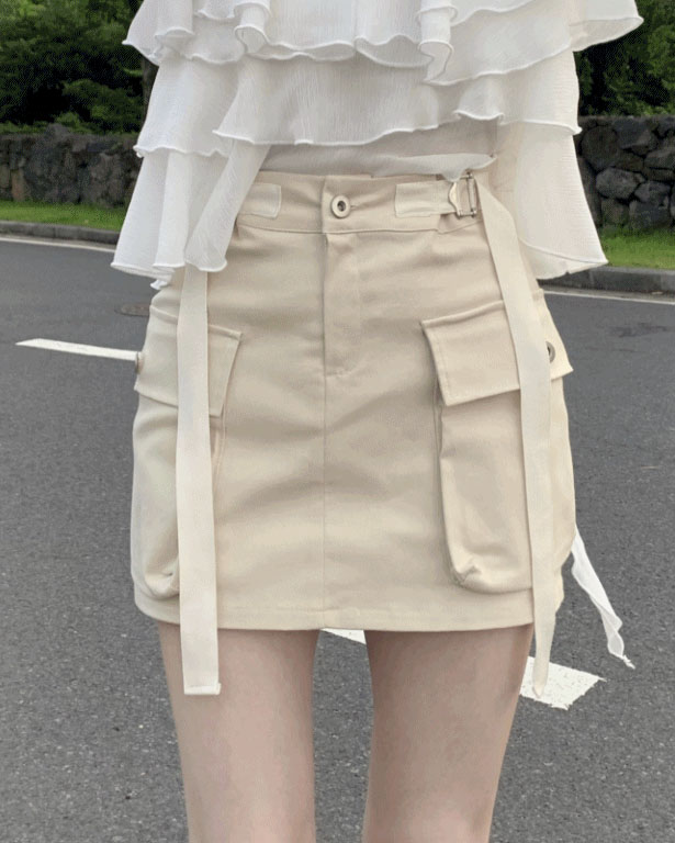 サイドベルトカーゴポケットミニスカート | ファッション通販