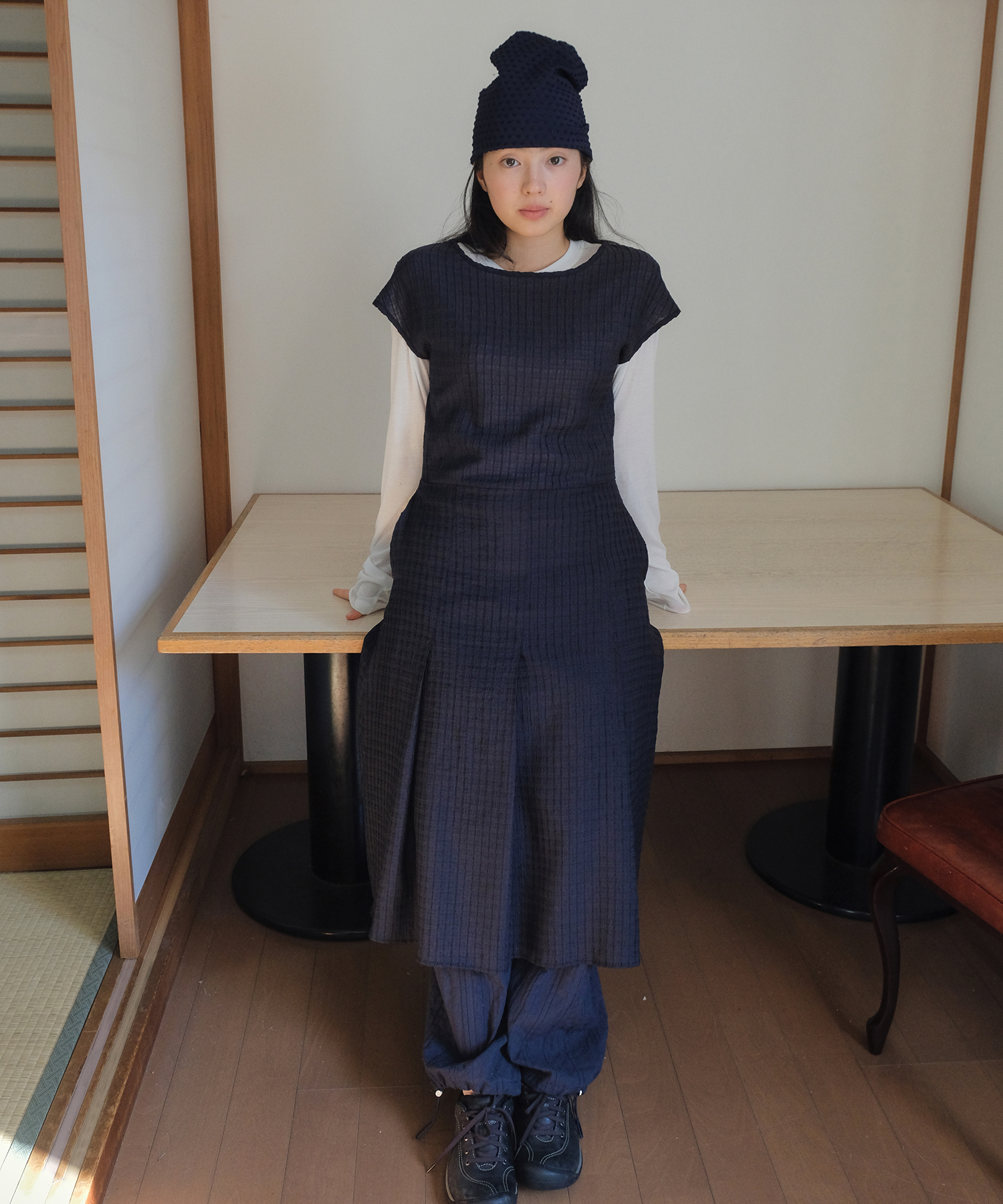 PINTUCK DRESS DARK LAKE