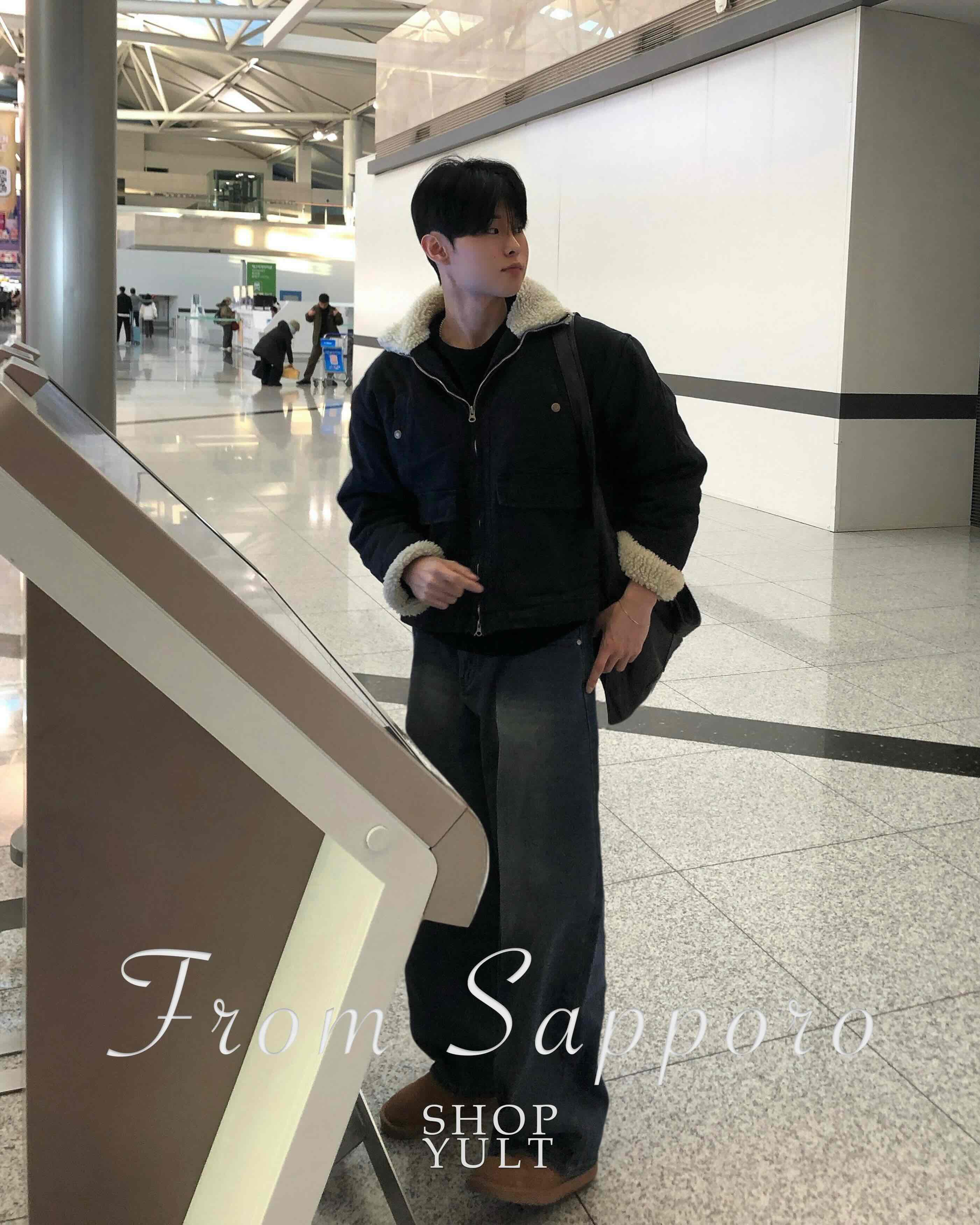 (3color)厚手クロップド丈ムートンコート