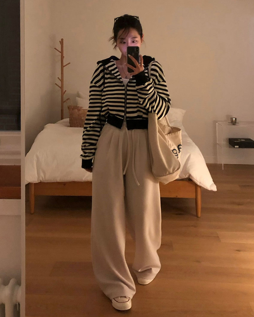 ORIGINAL) ワッフルストライプジップアップパーカー | ファッション