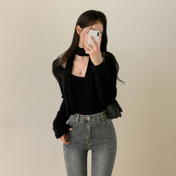 3color] タイマフラー付、テリークロスチョーカーTシャツ