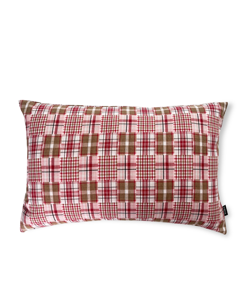 RED CHECK PILLOW COVER