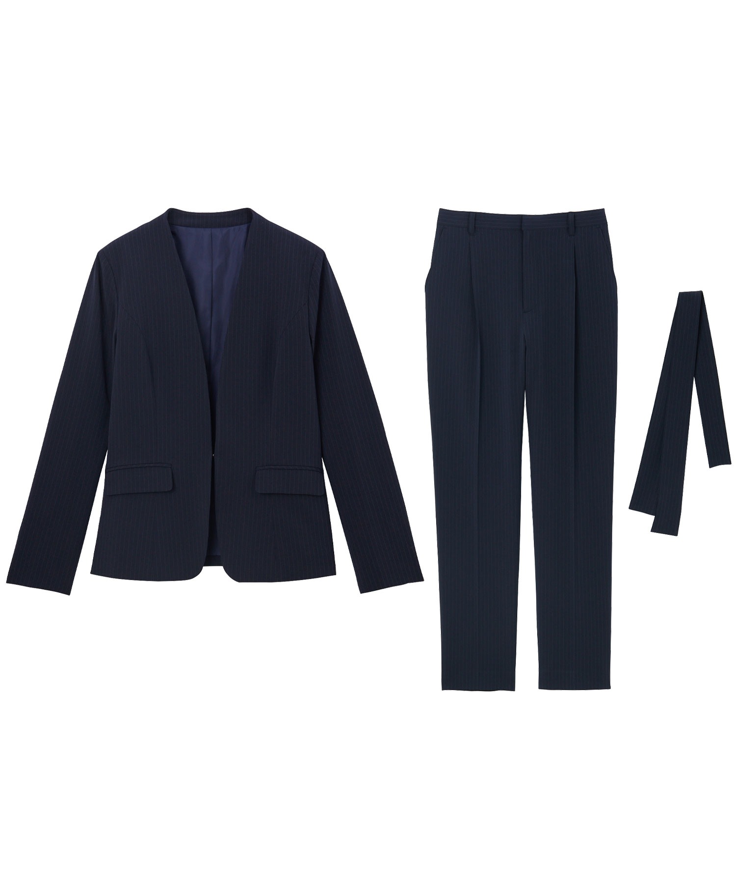 【新品】GeeRA ウォシャブル　ベーシックノーカラーテーパードパンツスーツ セール】【2点セット】ウォッシャブル/防シワ/UV/形態安定