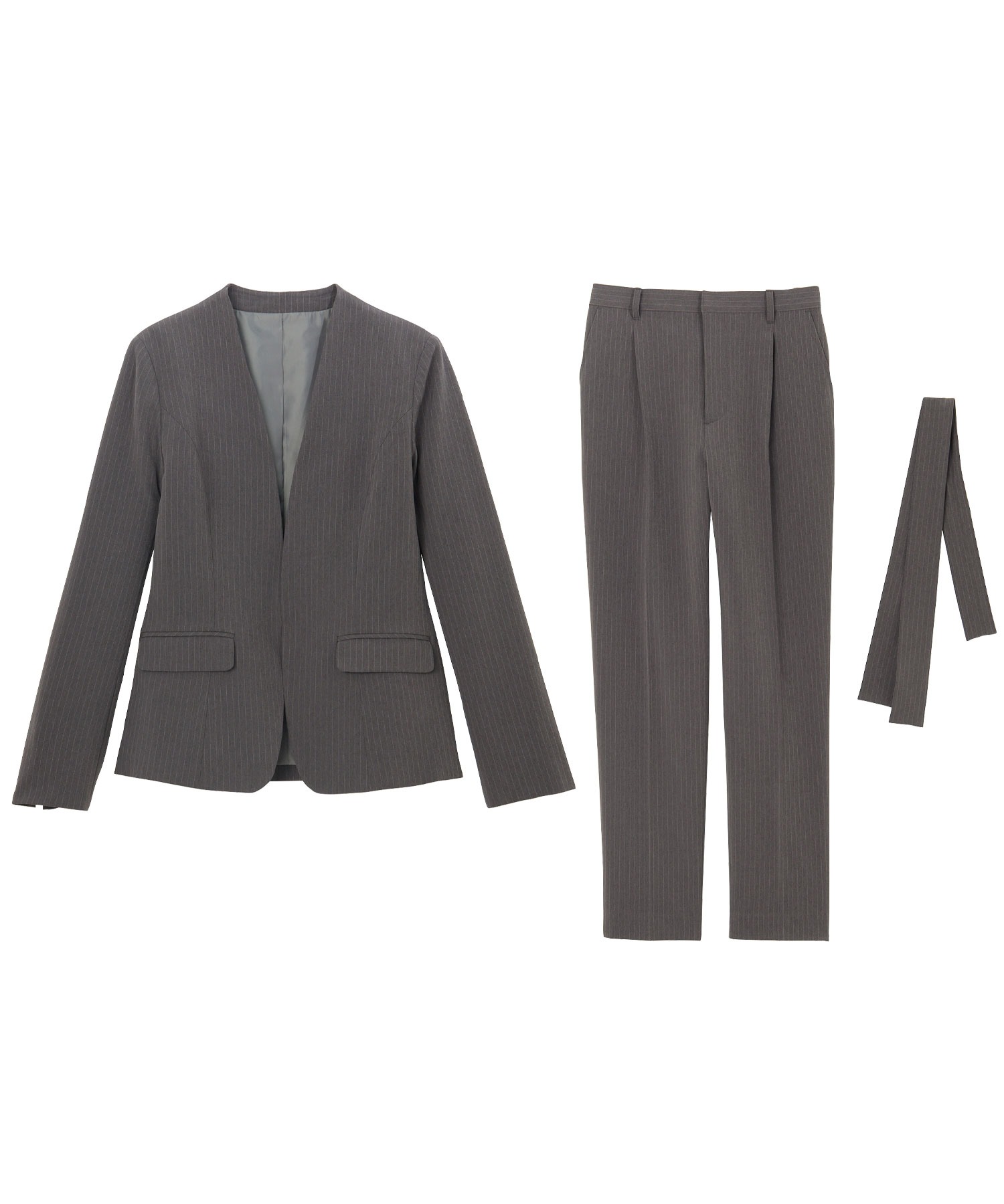 【新品】GeeRA ウォシャブル　ベーシックノーカラーテーパードパンツスーツ セール】【2点セット】ウォッシャブル/防シワ/UV/形態安定