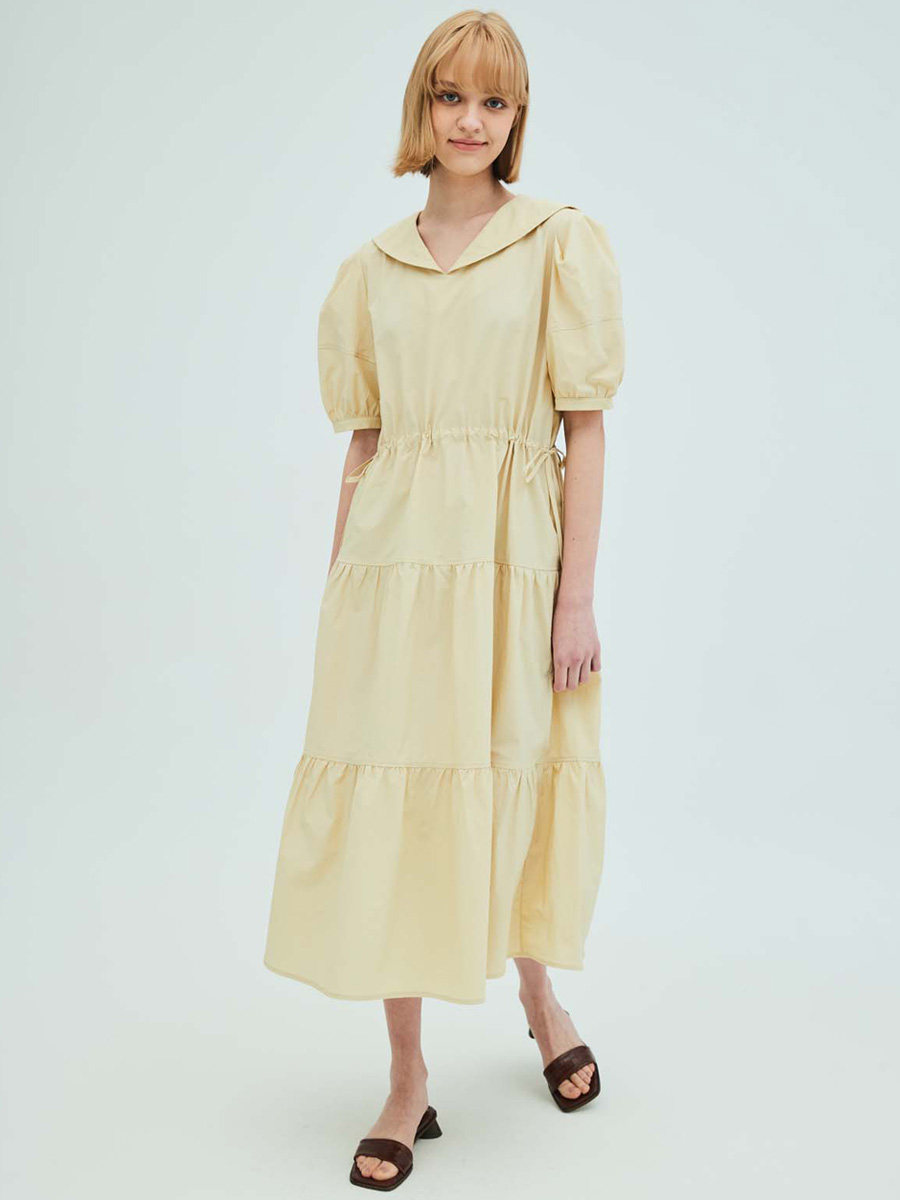 順子サマ Sailor Collar Tiered Maxi Dress_Yellow | ファッション通販サイト NUGU