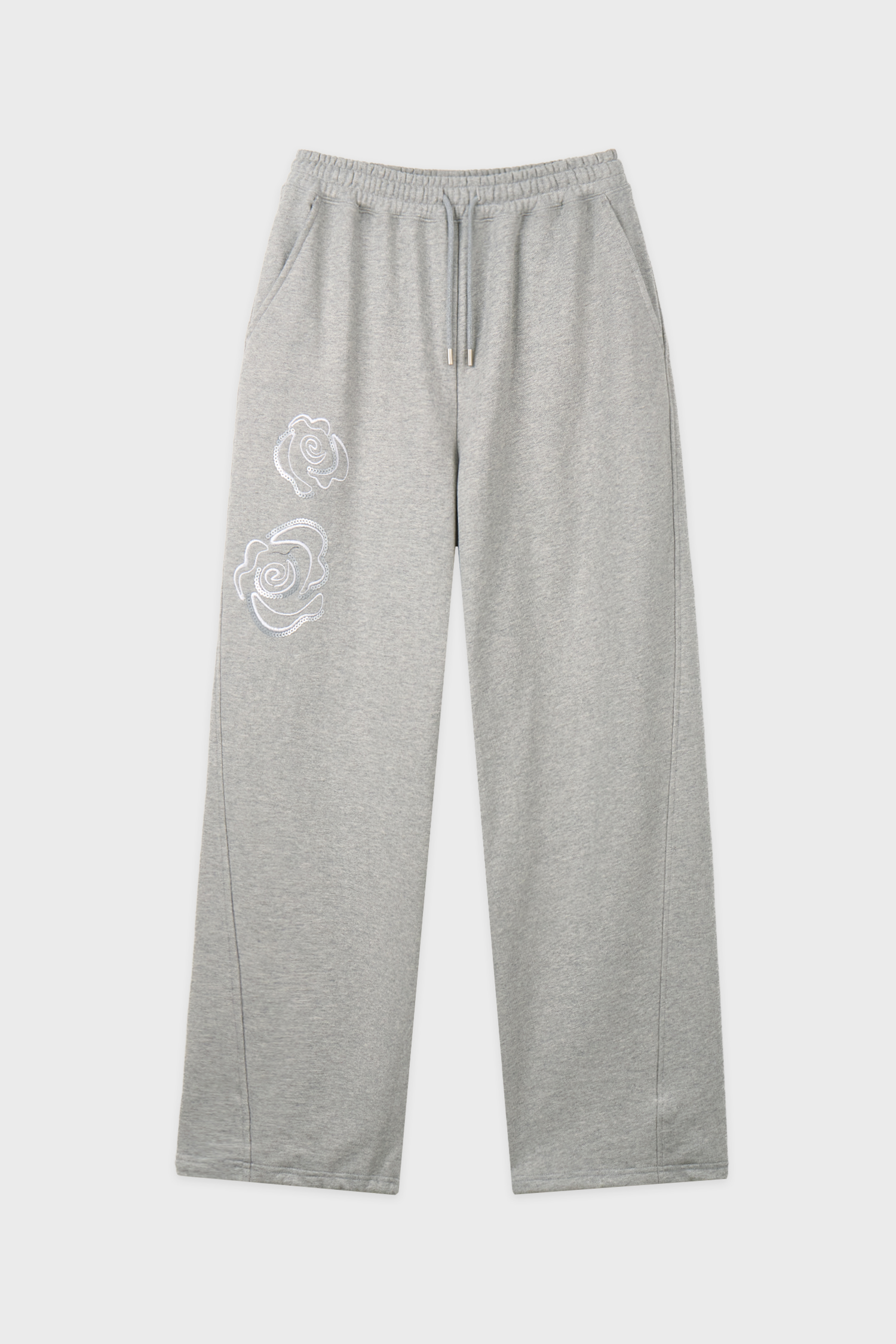 Rose Stamp Jogger Pants (Melange Grey)