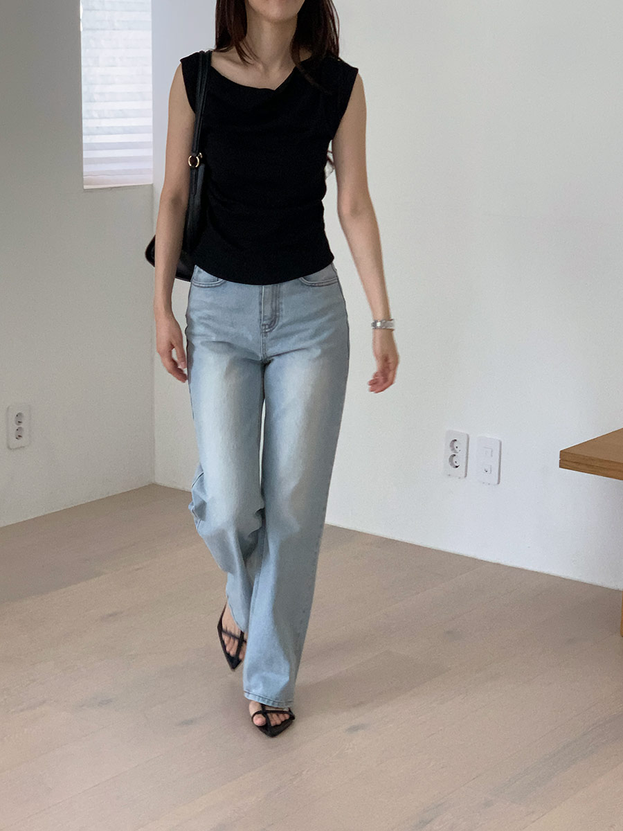 RickOwens 24ss アシンメトリードレープノースリーブ アシンメトリードレープシャーリングスリムリブノースリーブ