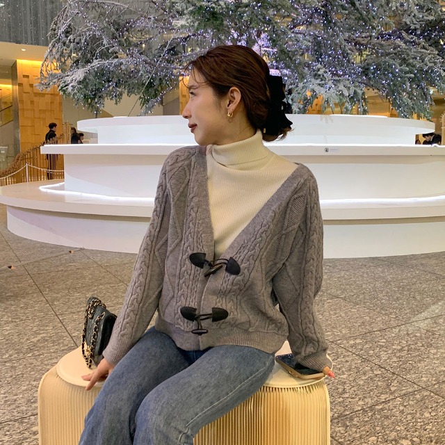 クロップドダッフルニットカーディガン