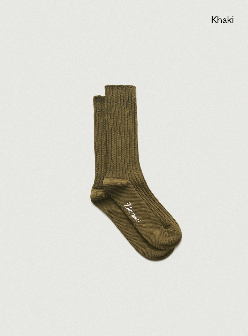 Loose Ribbed Knit Socks - Khaki