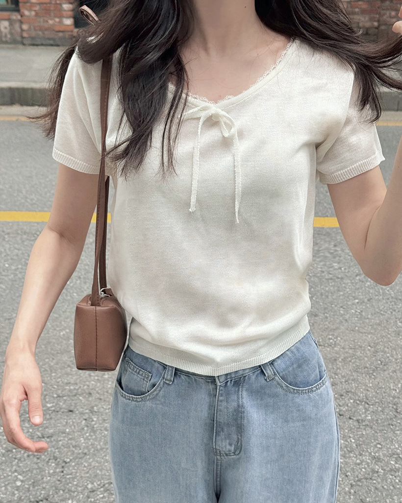 SLOWMADE. リボンレースサマーニット | ファッション通販サイト NUGU