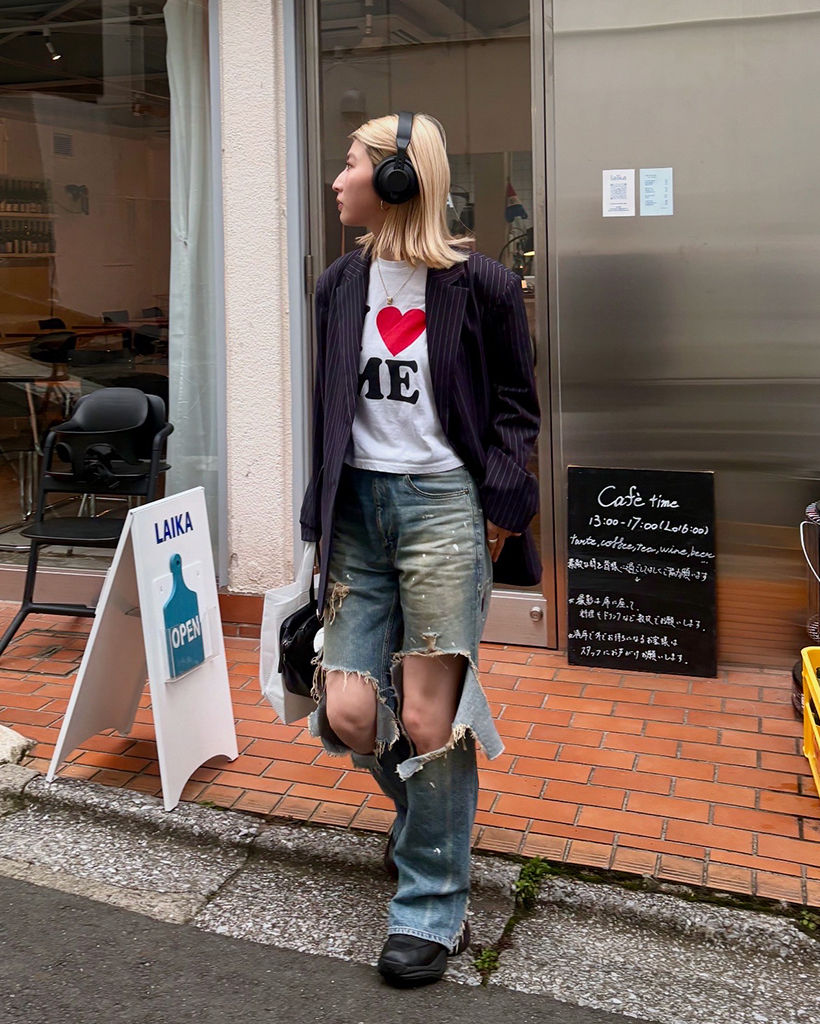 レクト ヴィンテージ ストライプ オーバーサイズ ジャケット ストライプショルダーパッドオーバーサイズジャケット