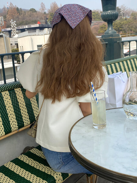 トップス samoyed Tulip Puff Tweed Blouse MY SAMOYED] [SMYD Boutique] Tulip Puff Tweed Blouse (Chiffon