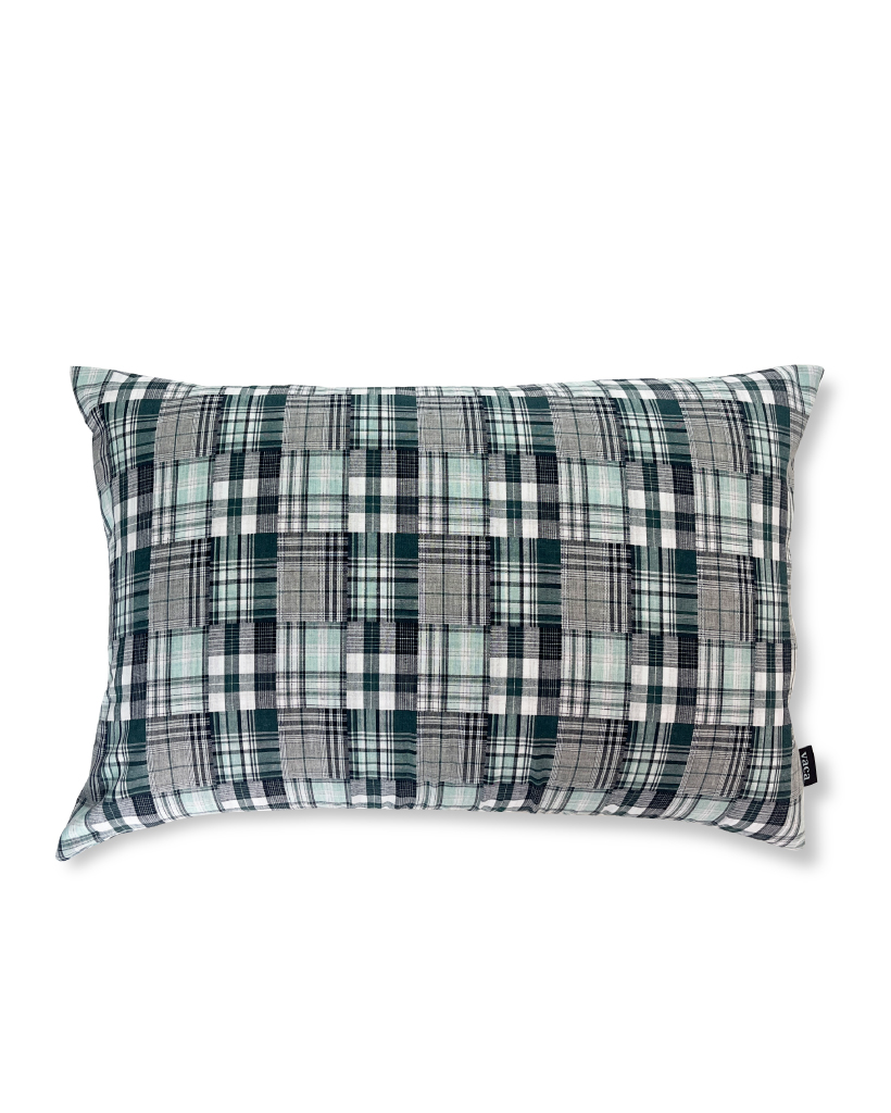 GREEN CHECK PILLOW COVER