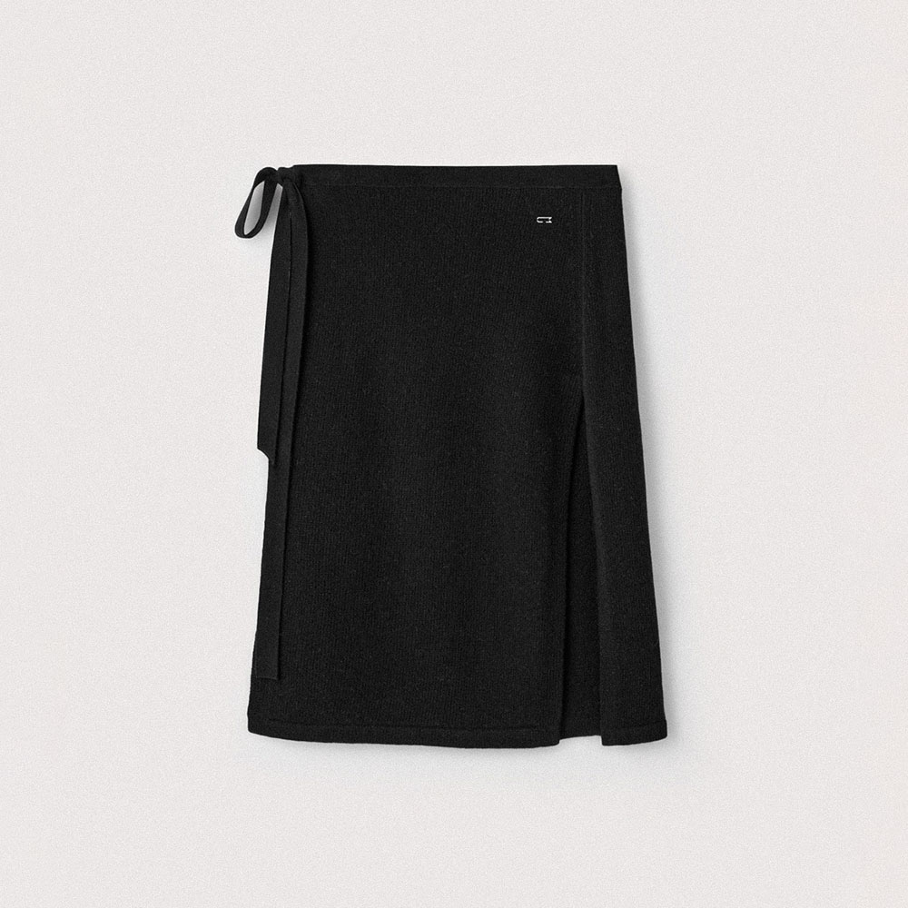 Super Fine Merino Layering Wrap Skirt_Black