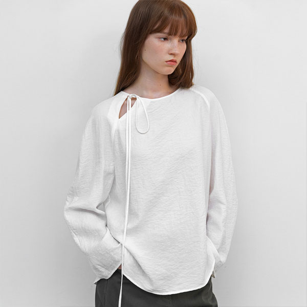 (BL-4391)RAGLAN SLEEVE TIE BLOUSE