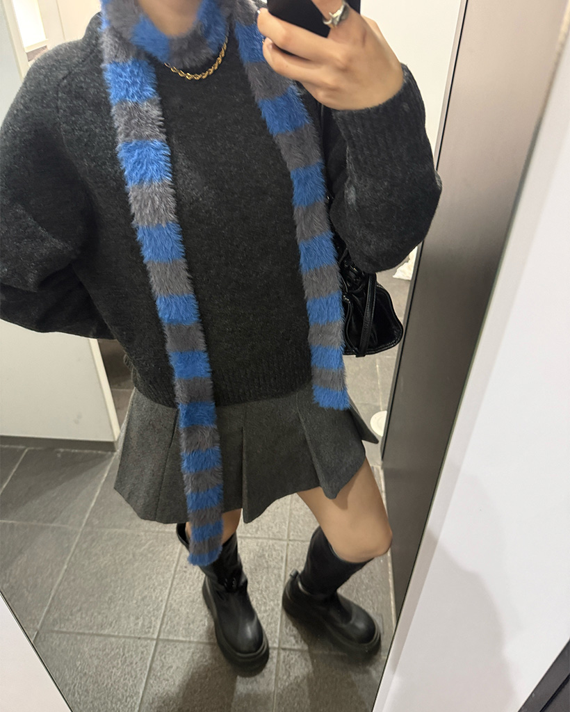 OPEN YY ストライプ ニットマフラー OPEN YY ストライプ ニットマフラー