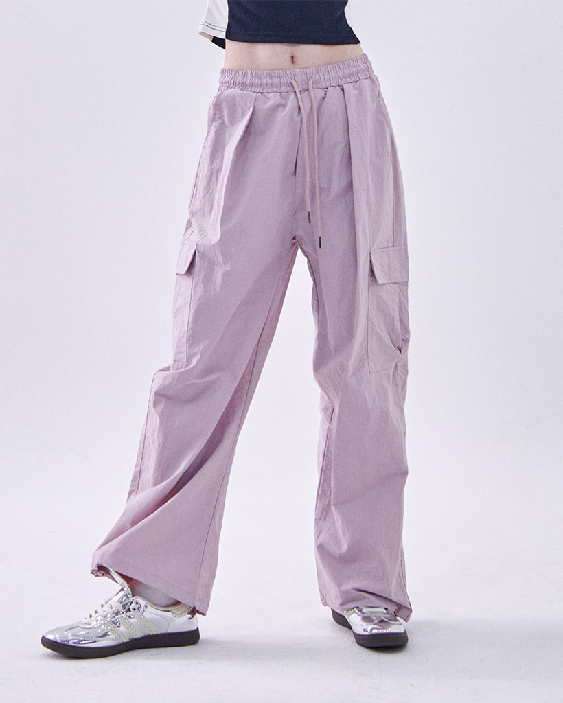 ポケットカーゴナイロンツーウェイストリングバンディングパンツ [ピンク]