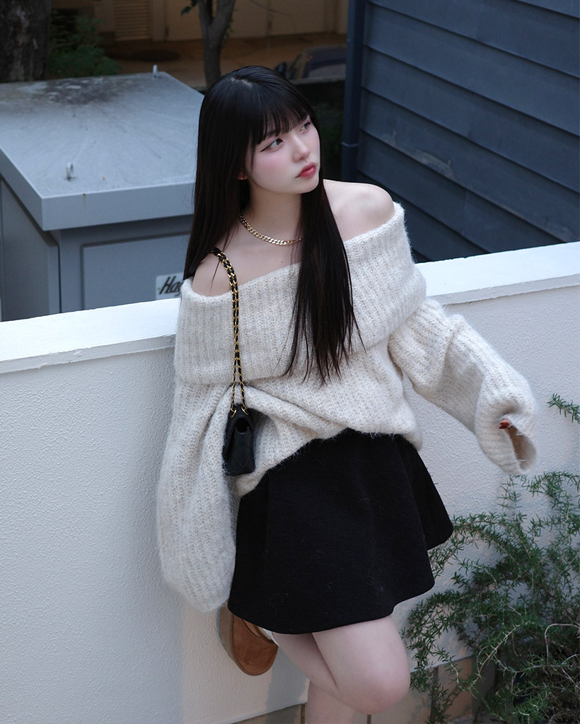 オーバーフィットオフショルダーニット | ファッション通販サイト NUGU