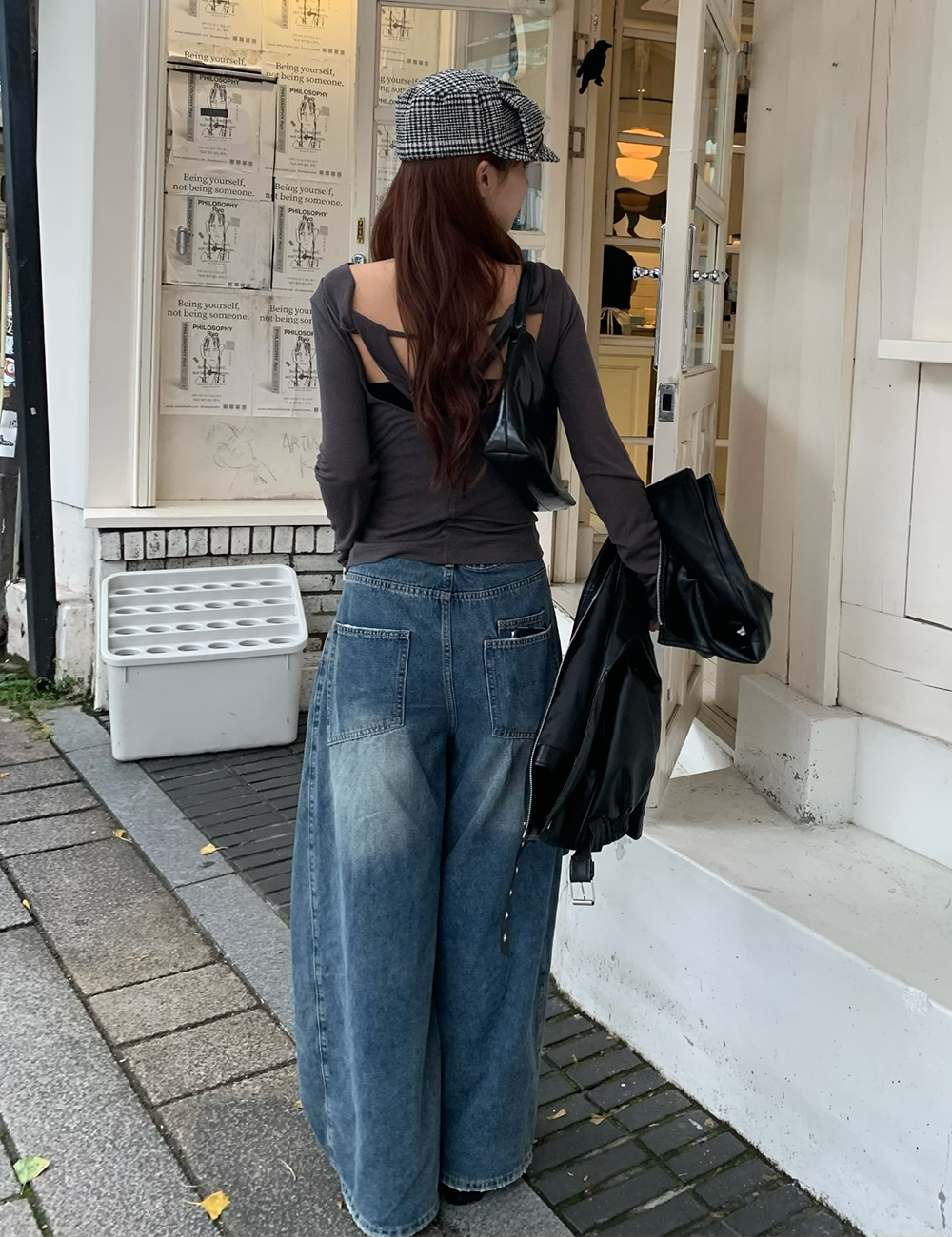 pinue ピヌエ　サイドタックデニムパンツ ダメージタックデニムパンツ（BLACK） - PINUE