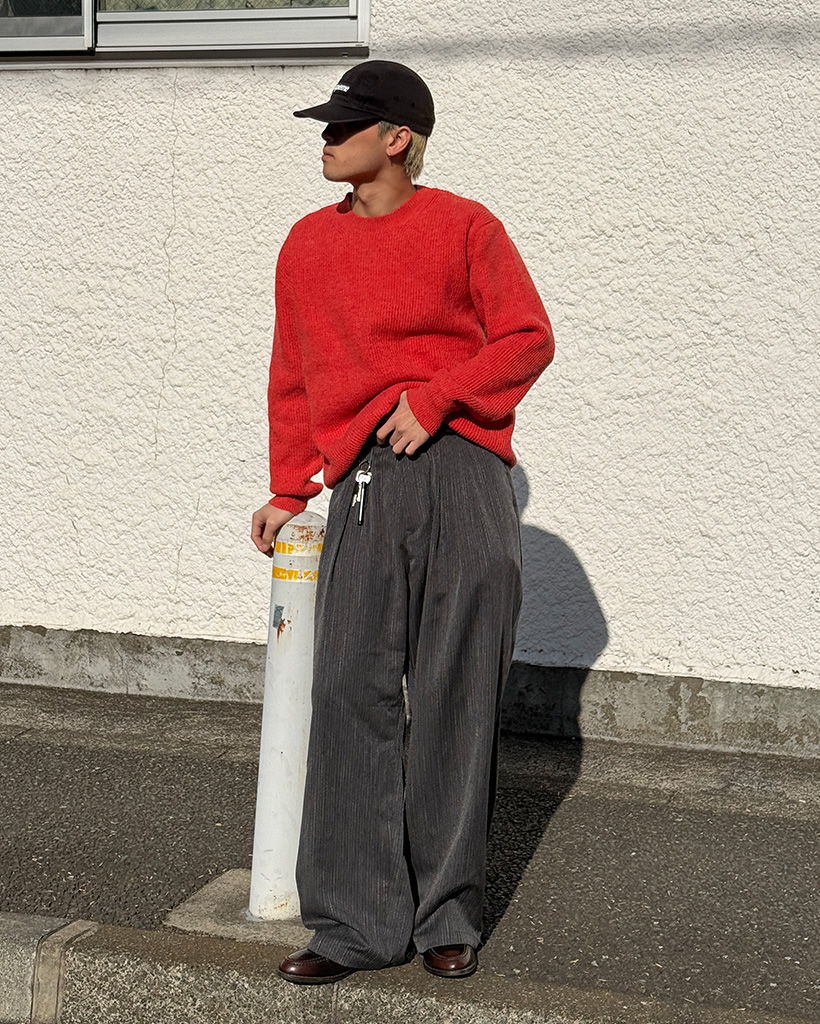 ピンタックヘリンボーンワイドスラックス | ファッション通販サイト NUGU