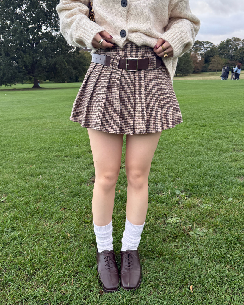 miumiu プリーツミニスカート　チェック Miu Miu チェック ミニスカート | グリーン | FARFETCH JP