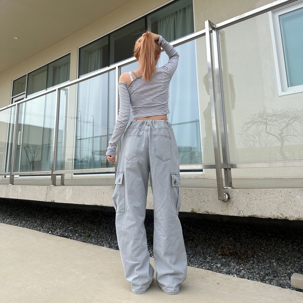 値下げGlossy クロップドオフショルダーグレーXS tops-02509 オフショルダー big プルオーバー ホワイト グレー