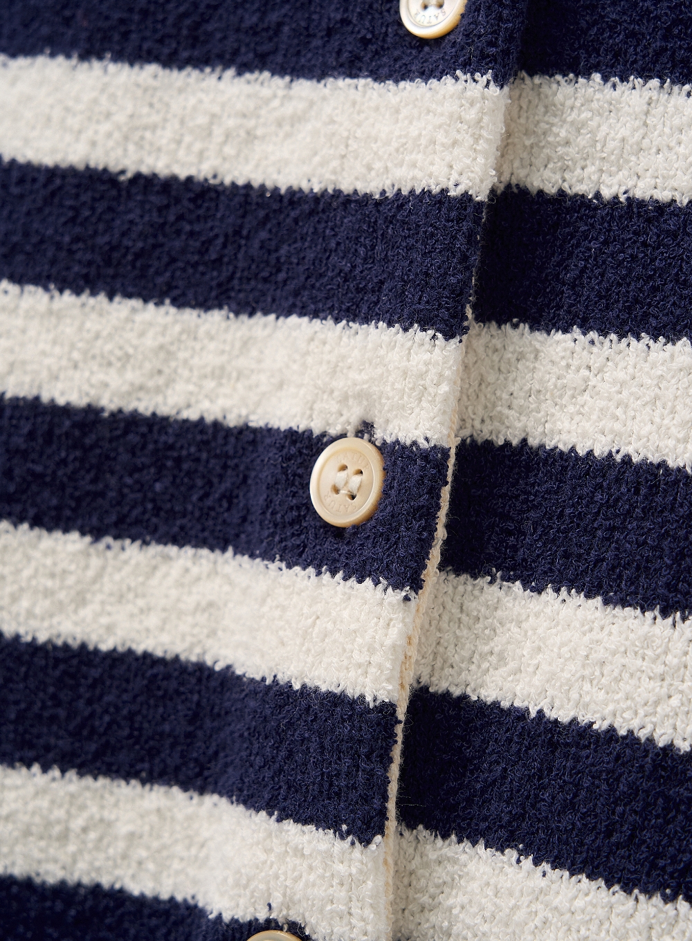 ★SATUR★ W Bon Voyage Stripe Half Knit Cardigan Navy W) Bon Voyage Stripe Half Knit Cardigan - Navy