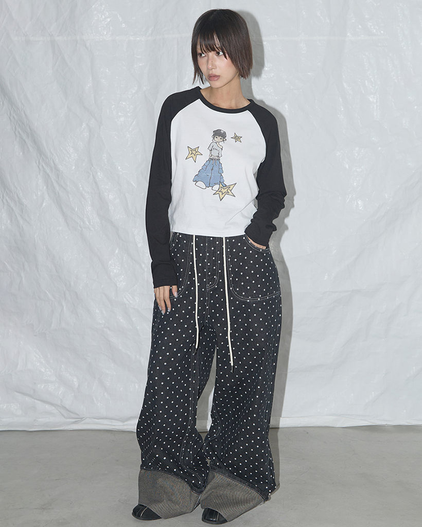 Influencer pick] String Dot Roll-Up Pants (Black) F25QD890
