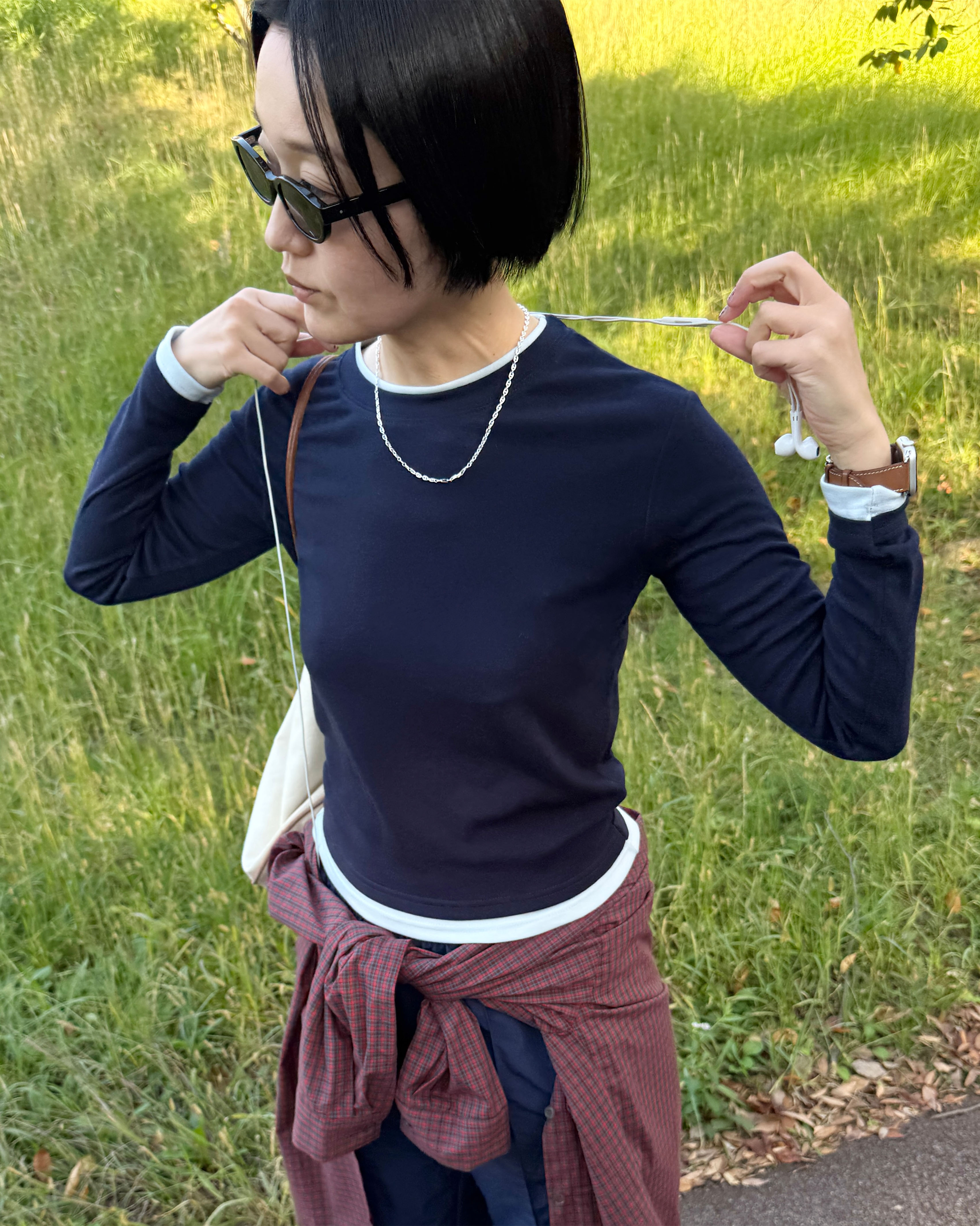 バイカラーラウンドTシャツ