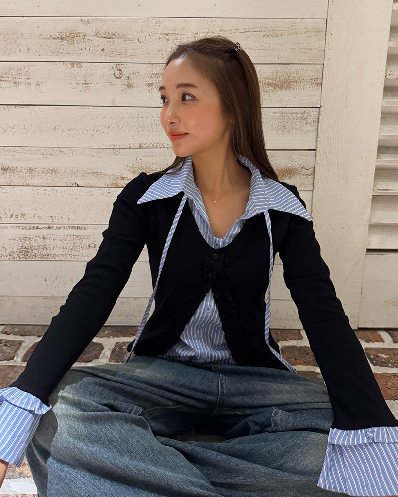 シャツレイヤードカーディガン | ファッション通販サイト NUGU