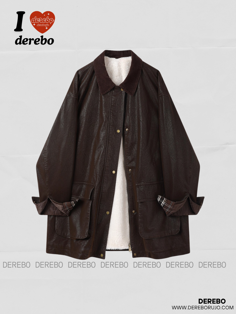 チェックレザーハーフコート