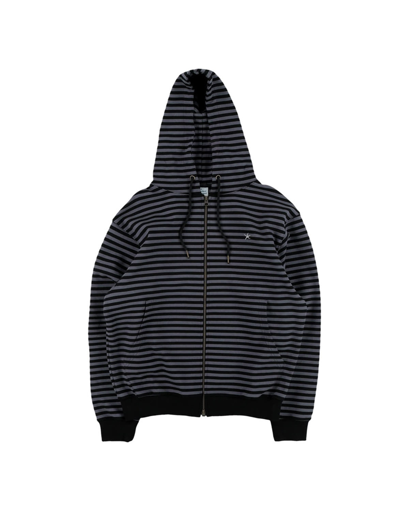 TCM stripe hooded zip-up (charcoal/black) | ファッション通販サイト