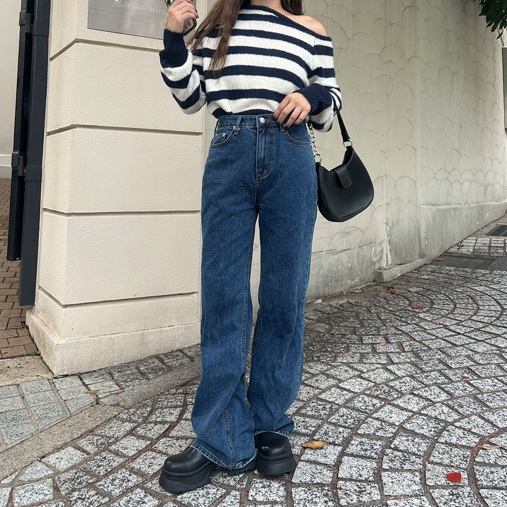 ディープブルーワイドデニム | ファッション通販サイト NUGU