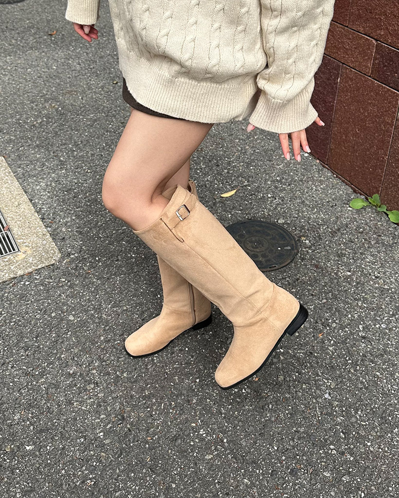 ベルトポイントスエードロングブーツ | ファッション通販サイト NUGU