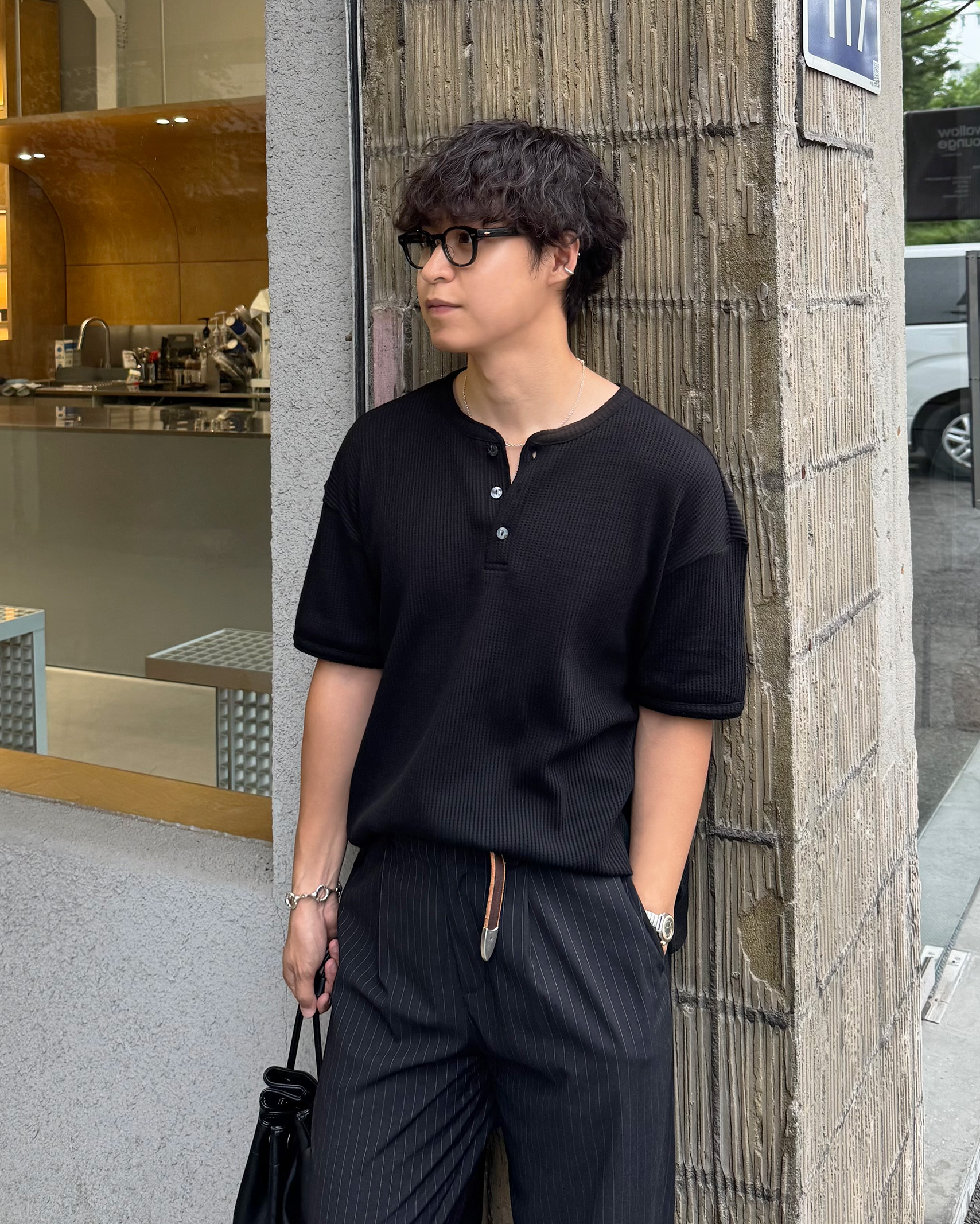 Tシャツ・カットソー WOOALONG Pigment over fit graphic Tshirt WHITE WL242JST01UW WOOALONG Pigment over fit graphic Tshirt WHITE WL242JST01UW