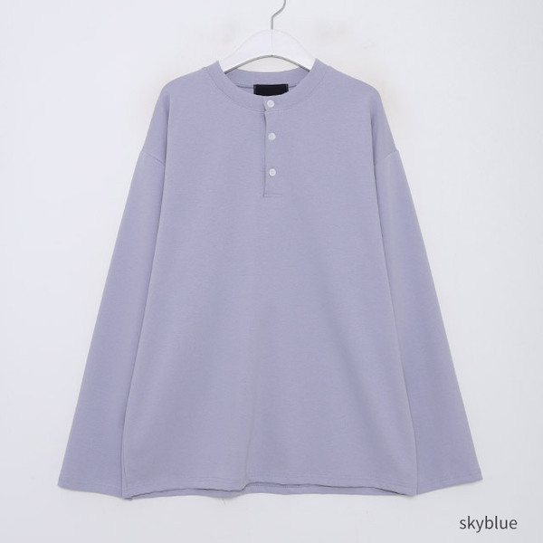 ユニセックス) ヘンリーネックオーバーサイズTシャツ