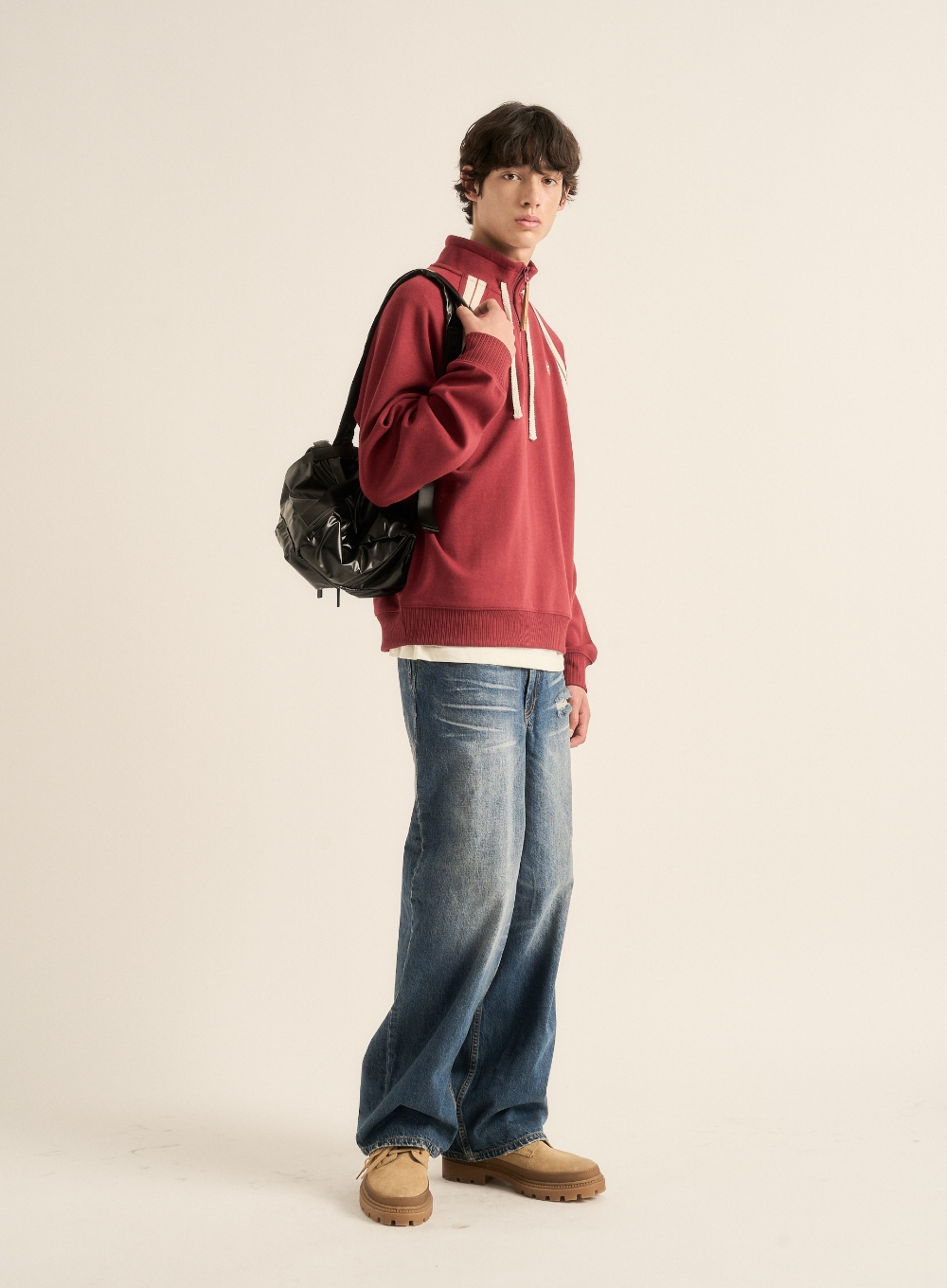 スウェット・トレーナー [SATUR]Lawton Half Zip-Up Sweatshirt Burgundy 1_GJLPosM.jpg