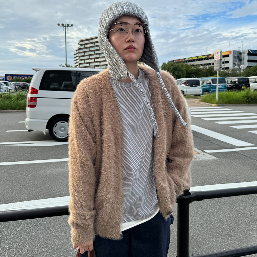 ソフトシャギーVネックカーディガン ミックスシャギーVネックカーディガン – hellam