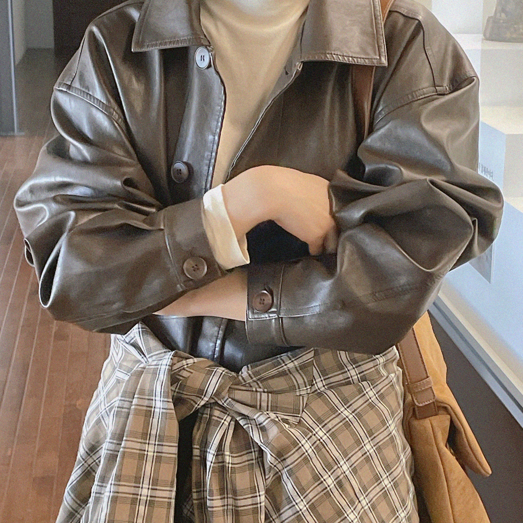 カラーネックレザージャケット | ファッション通販サイト NUGU