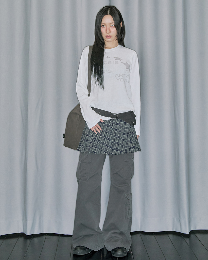 Cargo Pocket Cotton Bootcut Pants - CHARCOAL