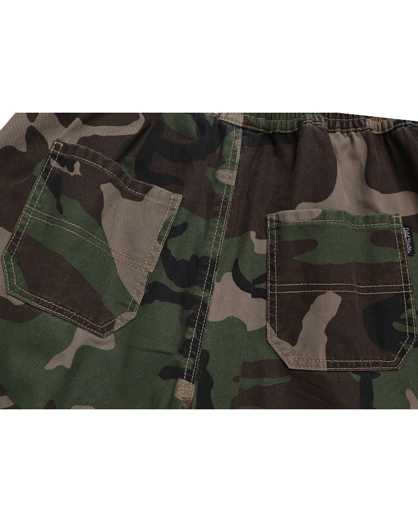 Parachute Washsing Cotton Wide Cargo Pants - camo