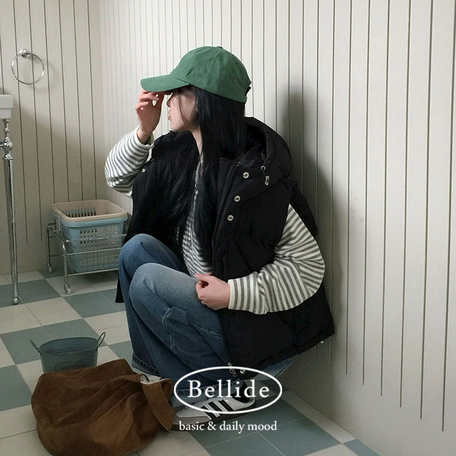 ORIGINAL) フード付き、ストリングダウンベスト | ファッション通販