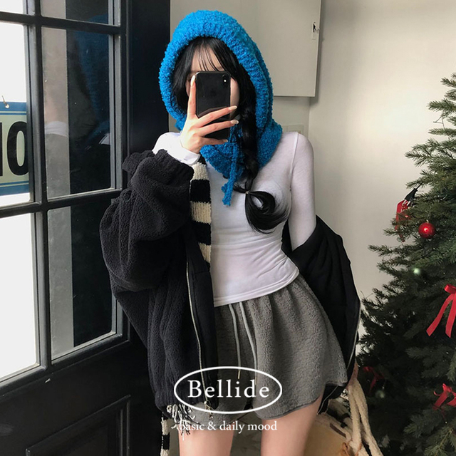 美品✨ブリーフィング ウォームLSハイネック 裏起毛 アーミーグリーン L 長袖 裏起毛ハイネックふんわり袖カットソートップス【私の味方服