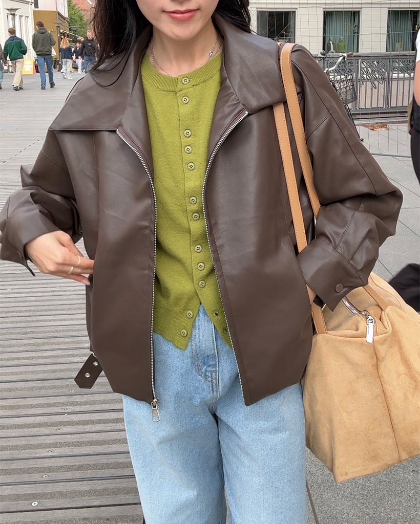 ビッグカラーレザージャケット | ファッション通販サイト NUGU