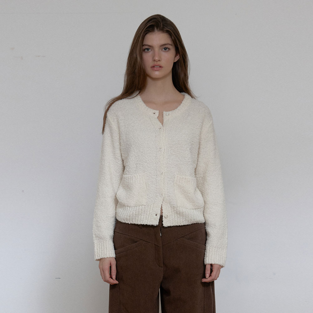 BOUCLE TEXTURE CARDIGAN (IVORY)