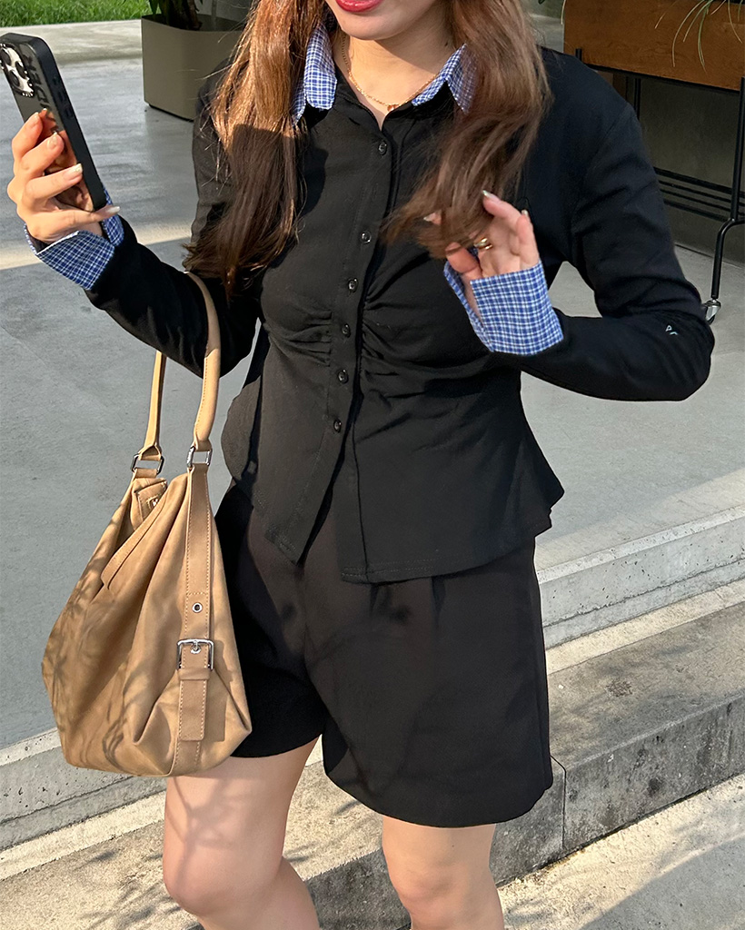 チェックレイヤードギャザーカーディガン | ファッション通販