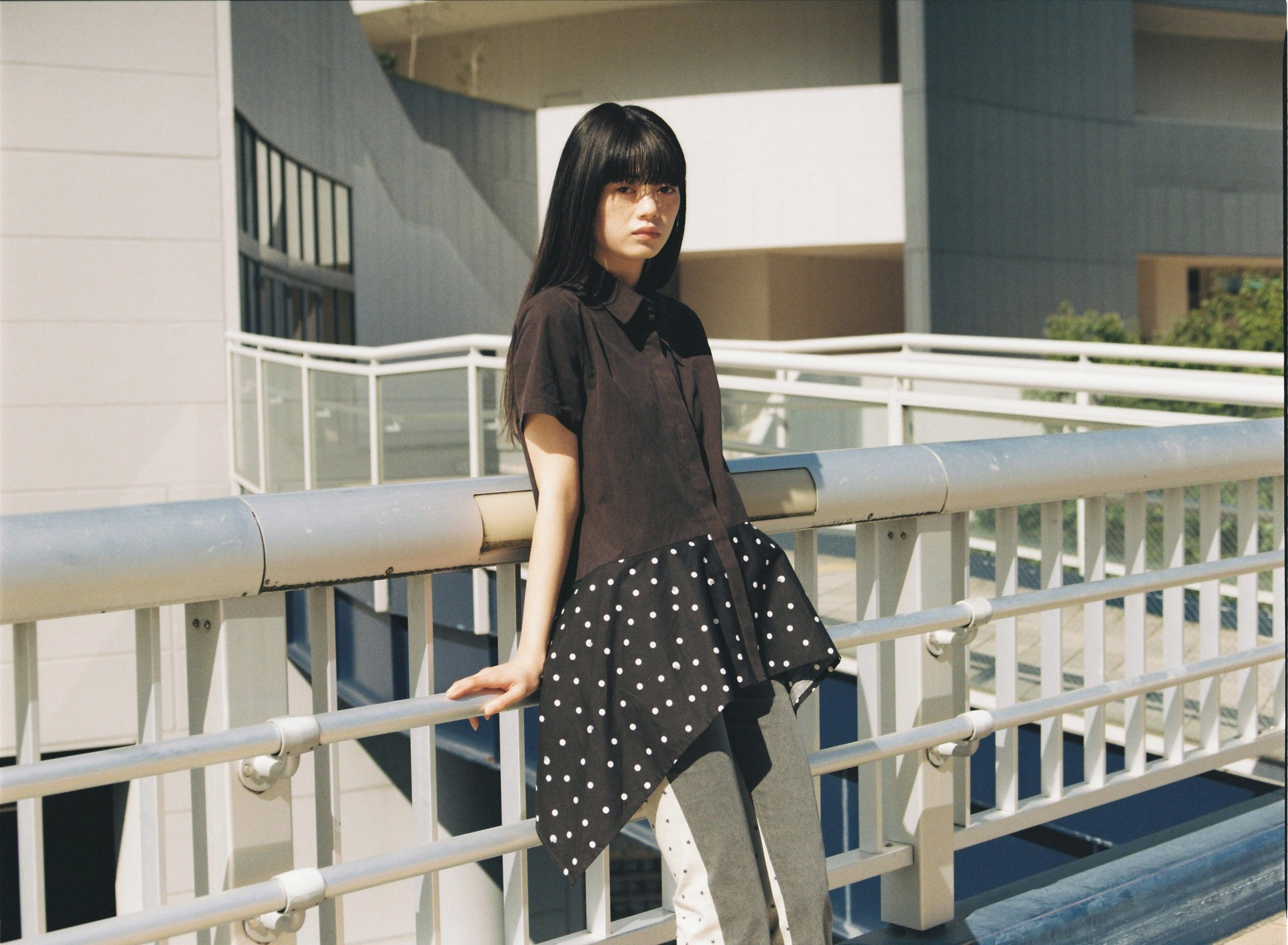 CAT DOT FLARE SHIRT BLACK