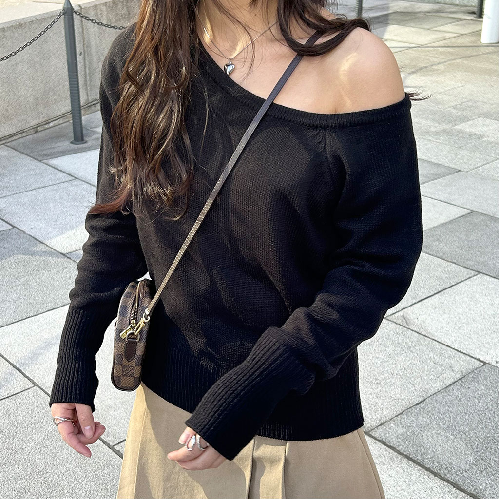 オフショル トップス オフショルダーニット | ファッション通販サイト NUGU