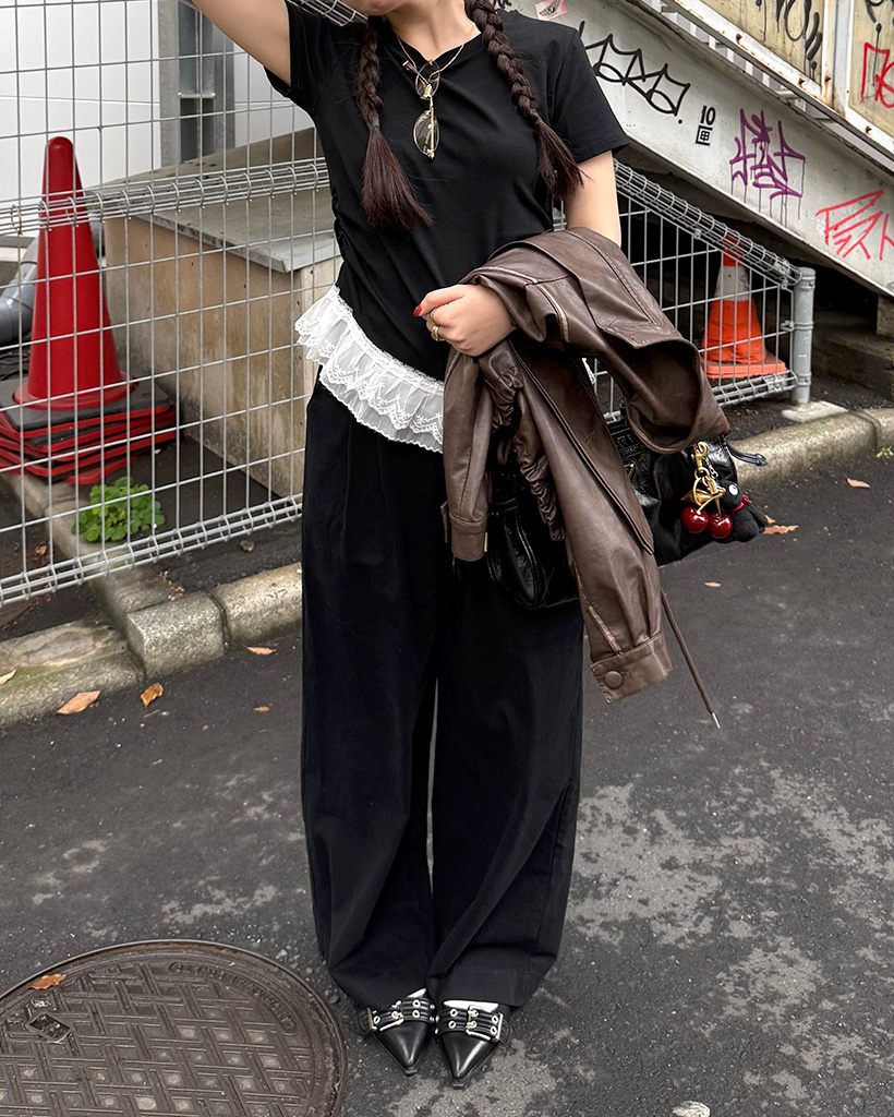 【Rose Frantz】Shirring Slim Tee シャーリング スリム Tシャツ Rose Frantz】Shirring Slim Tee シャーリング スリム Tシャツ