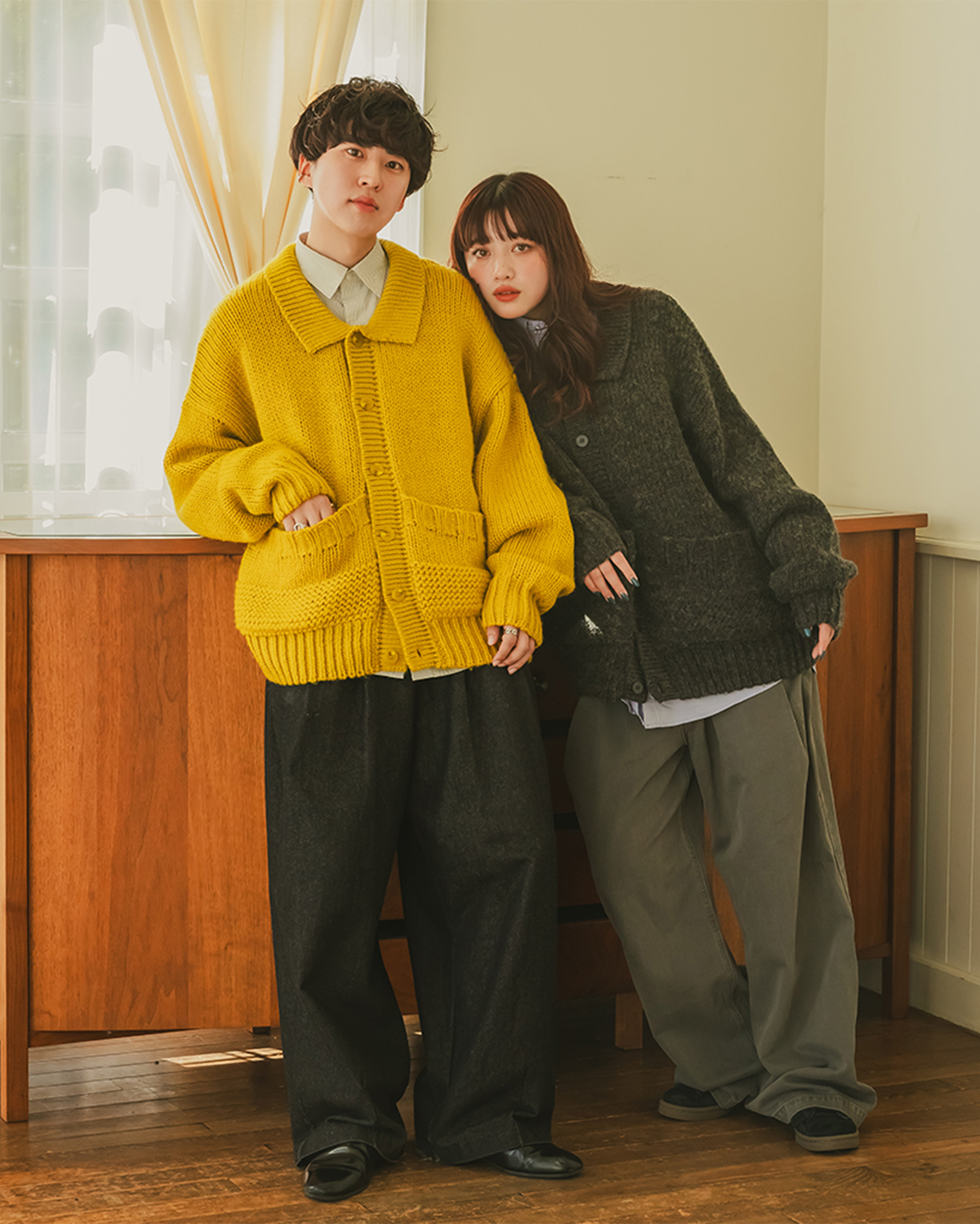 【resoll】ポケットウールボタンカーディガン charcoal 秋再入荷](ORIGINAL) ポケットウールボタンカーディガン